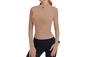 IECCP Workout Tops for Women Long Sleeve Quarter Zip Pullover Quick Dry Golf Shirt Athletic Slim Fit Crop Yoga Gym Tops