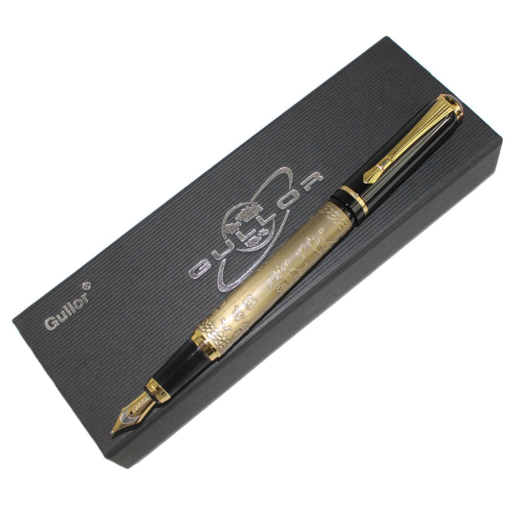 Gullor Chinese Horse M Nib Fountain Pen with Gift Box - Bronze