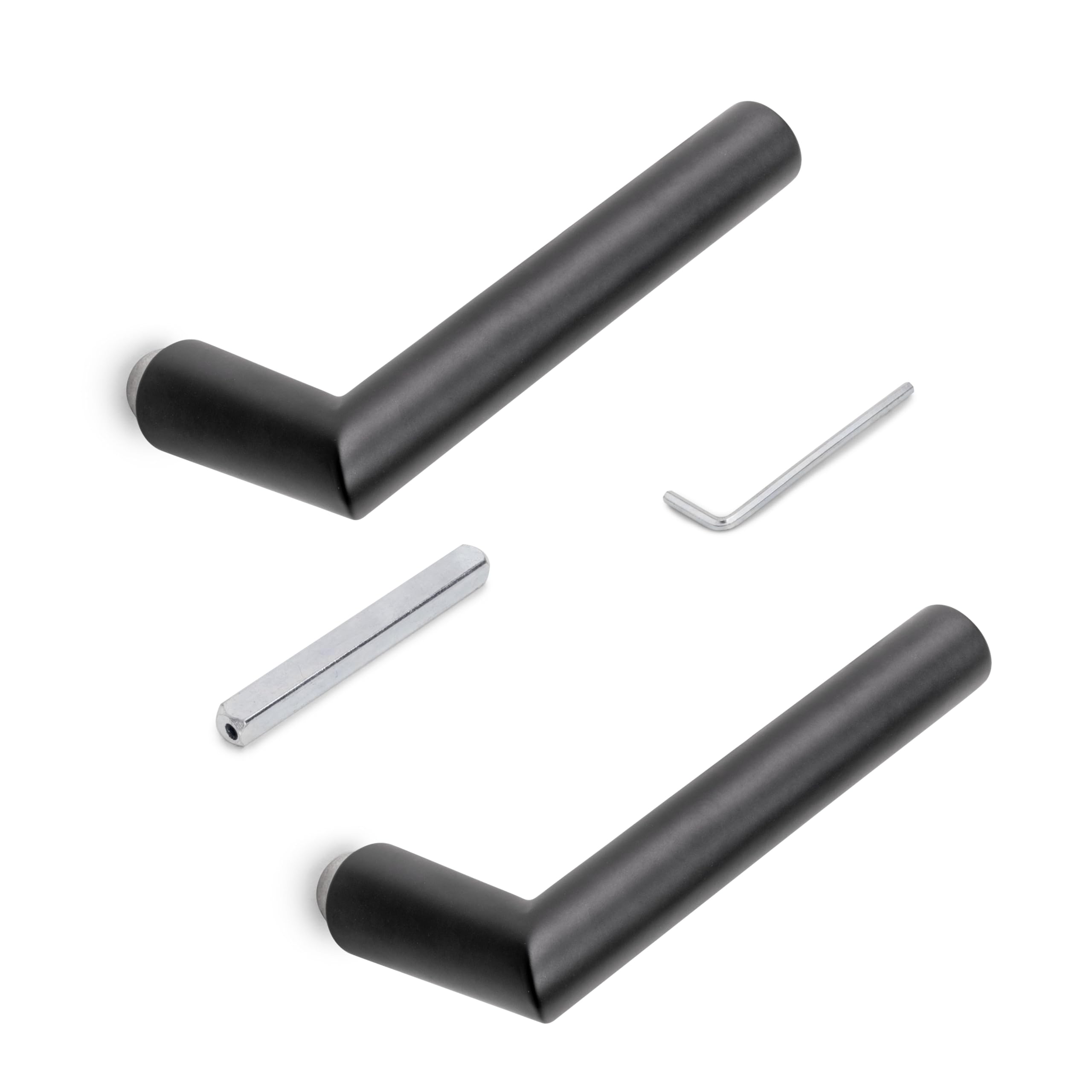 Emuca - Internal Door Handles for Glass Doors Locks, L-R Model, Alluminium, Black Finish