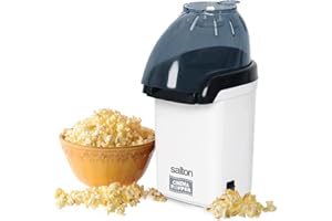 Salton Cinema Hot Air Popper Popcorn Maker | Built-in Butter Well for Melting & Measuring | Airflow Design Faster Popping | 2