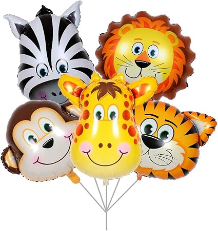 Amazon Com Balonar 5pcs Tiger Lion Zebra Monkey Graffe Foil