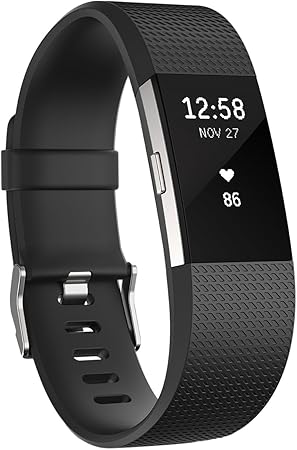 Fitbit Charge 2 Heart Rate + Fitness Wrist Band, Black, X Large