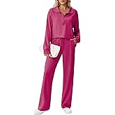 PINSPARK 2 Piece Sets for Women 1/2 Zip Sweatsuit Loose Fit Sweatshirt Straight Leg Pants 2025 Matching Outfit Fall Tracksuit