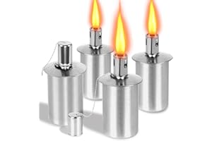 Zhulerzil Stainless Steel Torch Canister - 12oz Metal Table Top Torches for Outside - Torch Replacement Canisters with Wick and Covers - Outdoor Torch Patio Yard Holiday Decorative Lighting