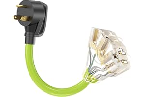 CircleRiver 30 Amp to 110V Adapter Power Cord for RV/Generator, NEMA TT-30P to 5-15R/5-20R T-Blade Household Connectors,RV/Generator Adapter Cord with LED Indicator,10 Gauge 12 inch