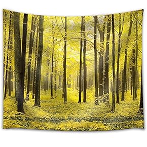 Yellow Tree Forest on a Yellow Field - Fabric Tapestry, Home Decor - 51x60 inches