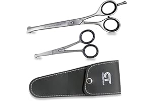 CT CREATECH TOOLS CT Pet Cat Dog Grooming Scissors Kit - 6 & 4 inch Hair Cutting Scissors Set, Japanese Stainless Steel Curved Blades with Safety Round Tips for Your Beloved Pets