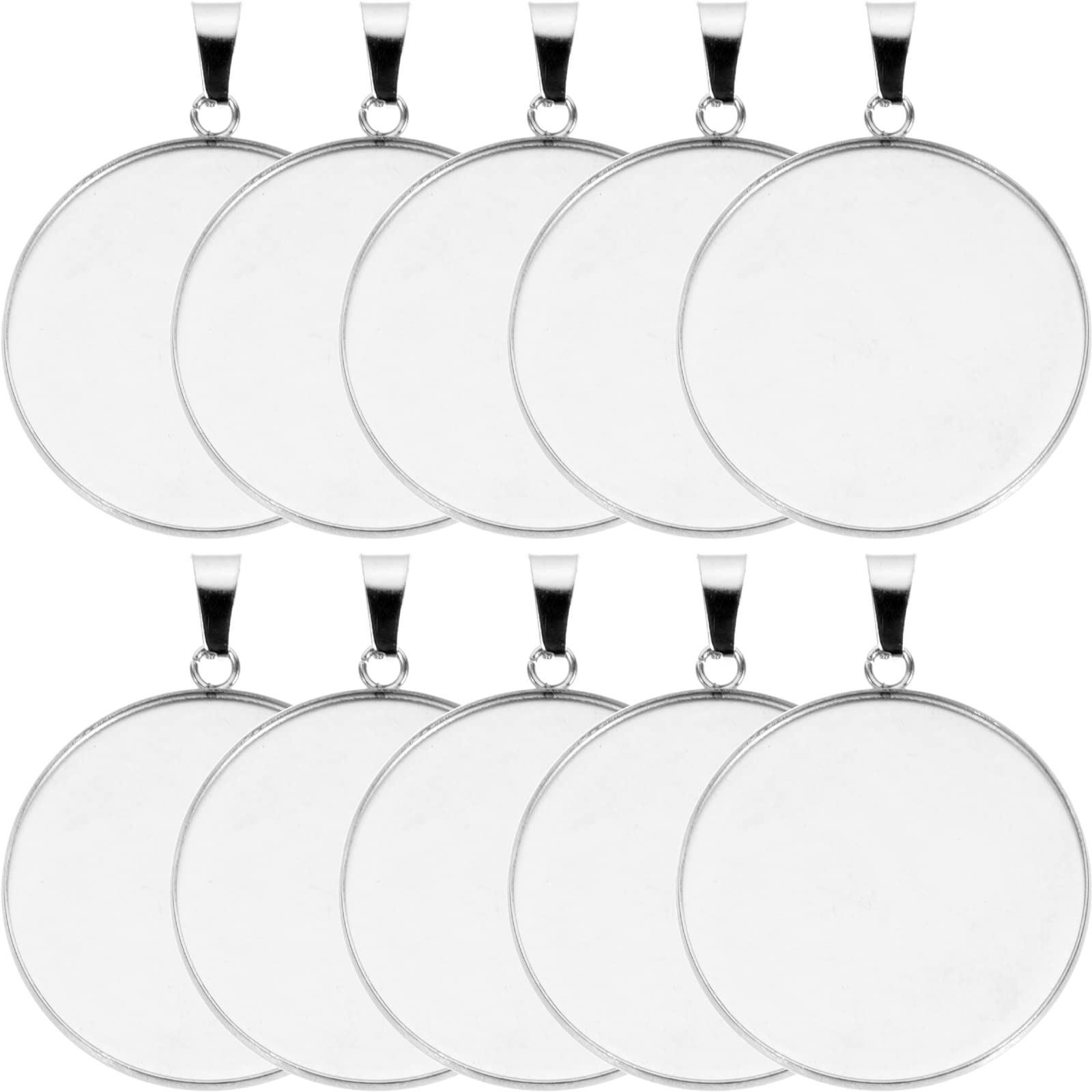 Milisten 20pcs Pendant Trays Kit Round Bezel Blanks Trays Pendant Cabochon Settings for DIY Crafting Photo Jewelry Making Silver 25mm