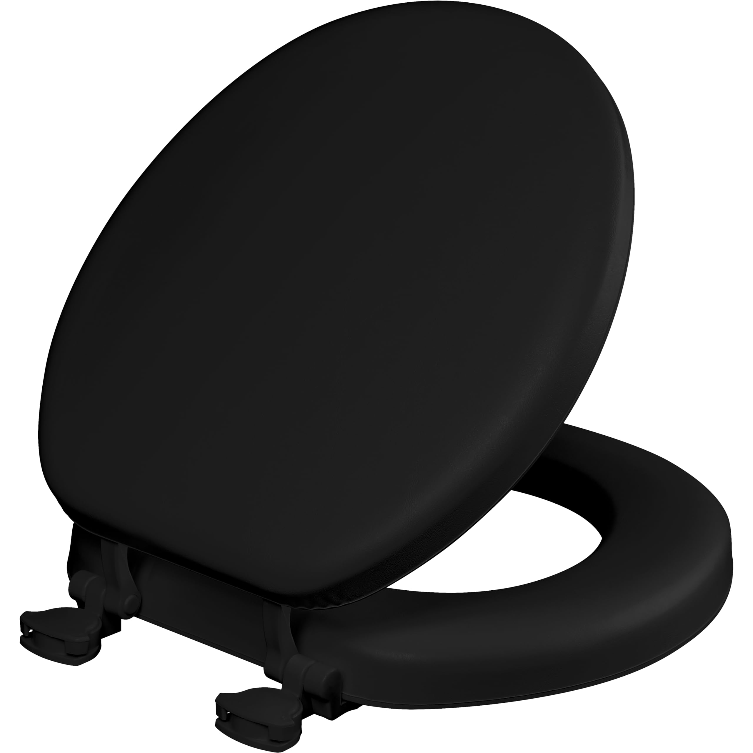 Photo 1 of Mayfair Padded Toilet Seat, Cushioned Soft Vinyl over Wood Core Seat, Secure Hinges, Easy Clean, Round, Black