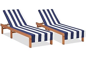 TERUNTRUE 2 Pack Cotton Craft Pool Lounge Chair Cover, Chaise Beach Picnic Spa Towel - Cabana Stripe Soft Premium Ringspun Terry Cotton - 30 inch Wide x 82 inch Long – Navy