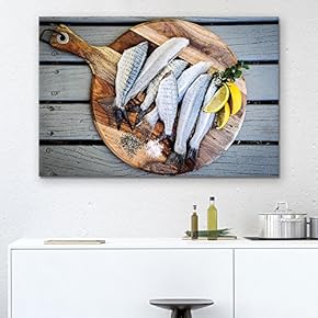 Canvas Wall Art - Japanese Style Food of Fish and Lemon - Giclee Print Gallery Wrap Modern Home Art Ready to Hang - 12x18 inches