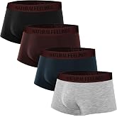 Natural Feelings Mens Underwear Boxer Briefs Pouch Trunks Underwear for Men 1.5" No Fly Boxer Trunks 4-Pack