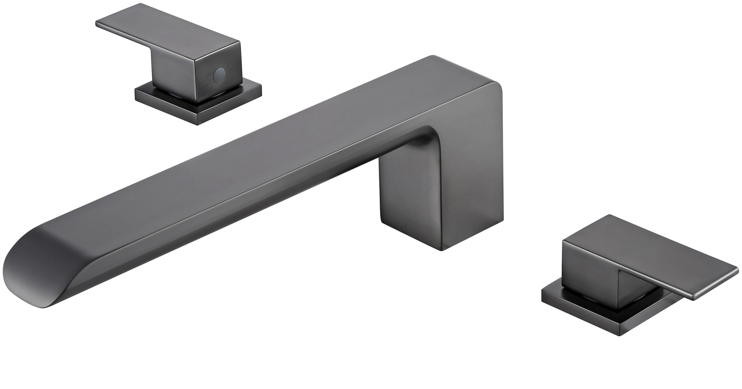 Photo 1 of SITGES Minimalist Square-Shaped Bathtub Faucet,2-Handle Widespread Roman Tub Faucet with 11-Inch Spout Reach,High-Flow Deck Mount Bath Faucet Set,Valve Included,Gun Grey