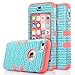 ULAK iPhone 5C Case, Shockproof Soft Silicone Rubber Hard Plastic Hybrid Heavy Duty Protection Kidproof High Impact Case Cover for Apple iPhone 5C, Zigzag + Coral Pink