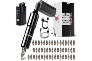 Solong Tattoo Pen Kit Rotary Tattoo Gun Machine with Wireless Tattoo Power Supply 50Pcs Cartridge Tattoo Needles EM128KITPRD50-1-US