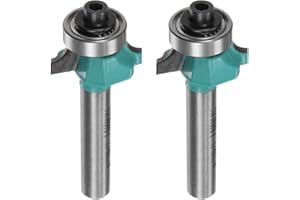 HARFINGTON 2pcs Roundover Router Bit 1/4 Shank 1/8" Radius Carbide Tipped Edge Rounding Over Bit with Bearing Guide, Woodwork