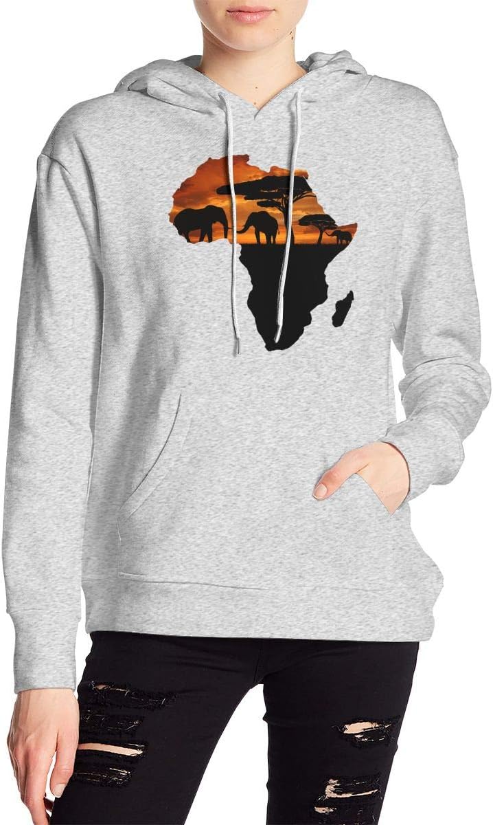 Women's Pullover Hoodie African Safari Map Ultra Soft Hoodie Casual Sweatshirt with Pocket