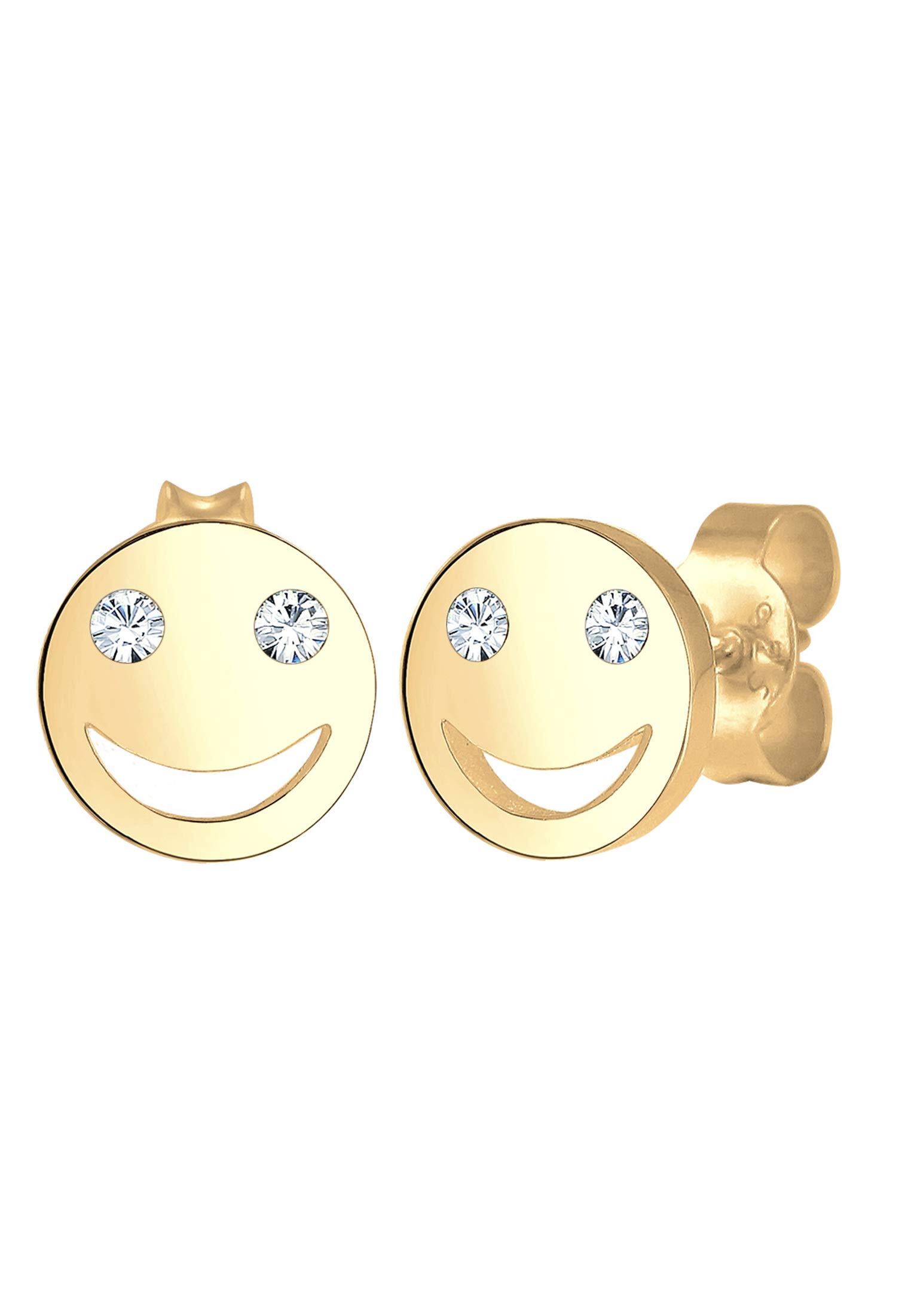 Elli Earrings Smiley Emoji Crystals 925 Sterling Silver