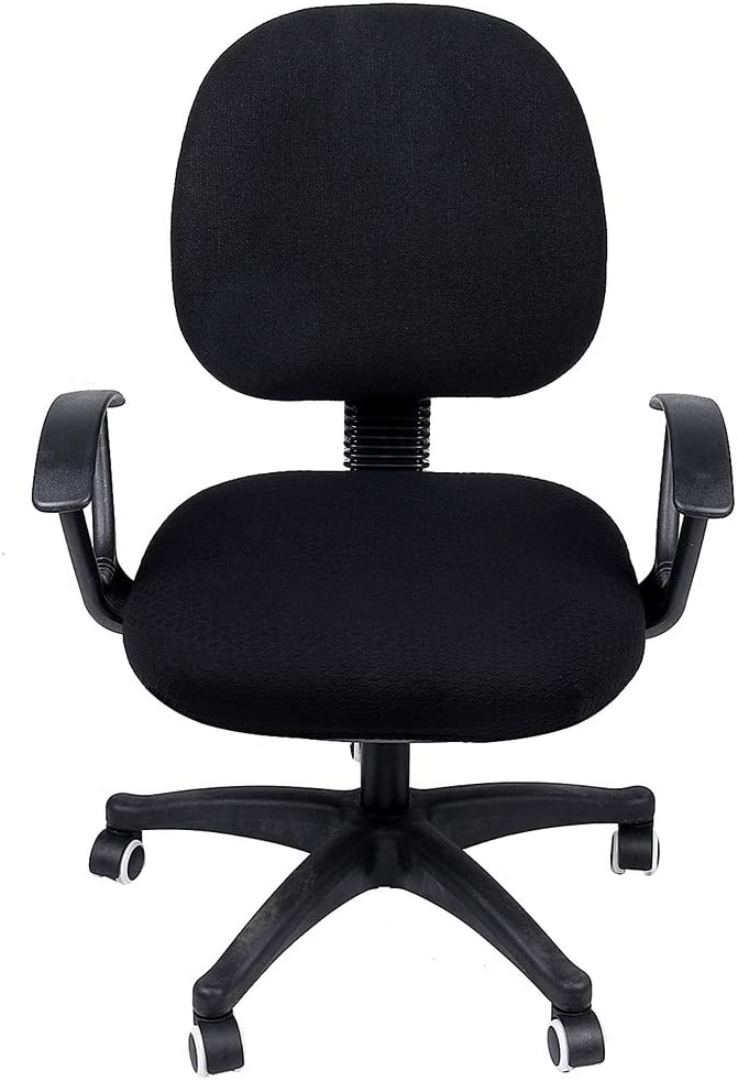 smiry Stretch Jacquard Office Computer Chair Seat Covers, Removable Washable Anti-dust Desk Chair Seat Cushion Protectors - Black: Home & Kitchen