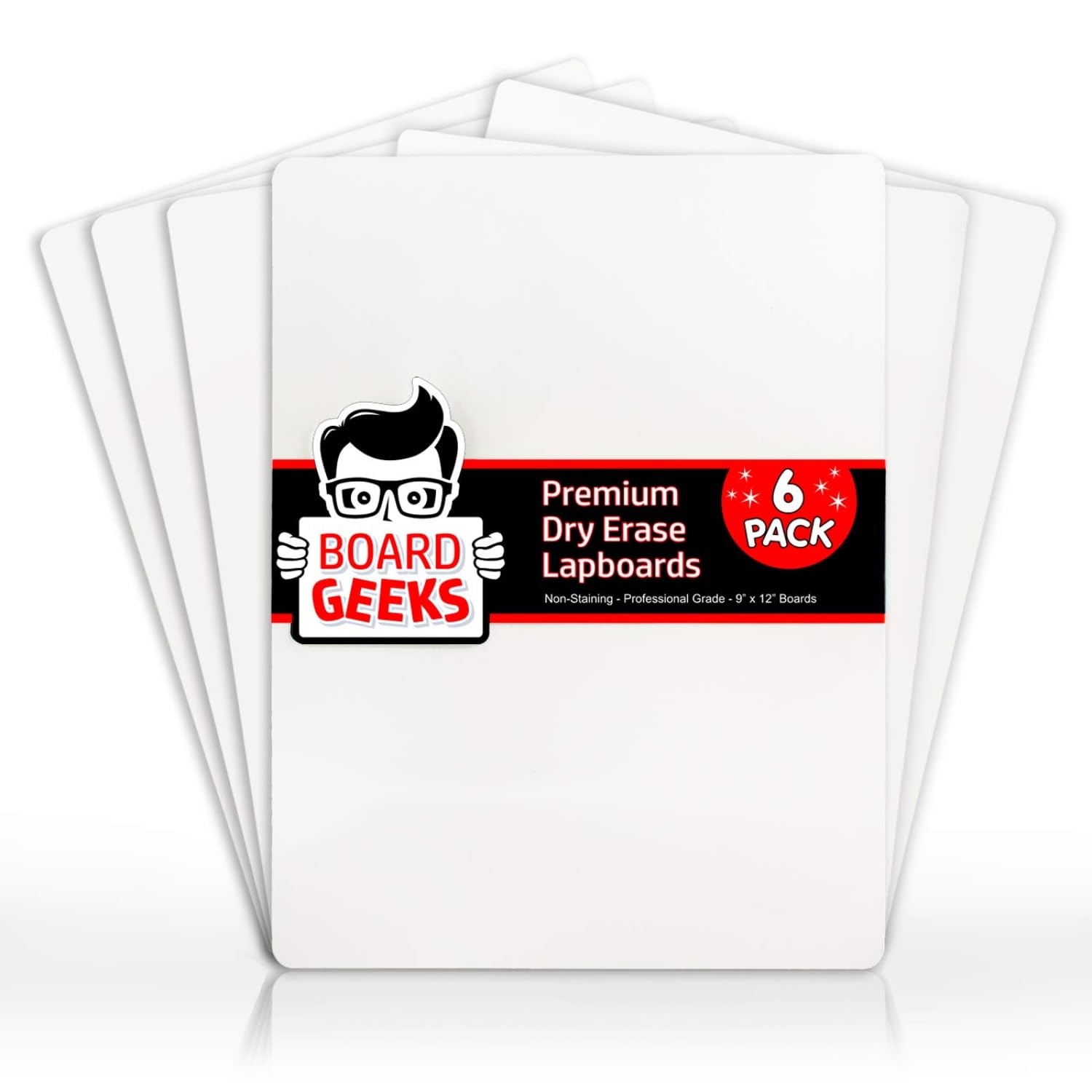 Photo 1 of Board Geeks 6 Premium Small Dry Erase Board 9"x12"- Portable Dry Erase Lap Board, Handheld Whiteboard- White Boards for Students - Small Whiteboard | Double Sided Erasable White Boards Dry Erase- 6 Pk