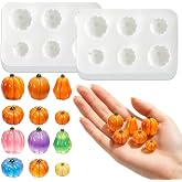 CYMAXZONE 2 Pcs Thanksgiving Pumpkin Silicone Mold, 6-Cavity Mini Pumpkins Mold for Soap, Candle, Resin &amp; Candy - Fall Pumpkin Silicone Mold for Autumn DIY Craft