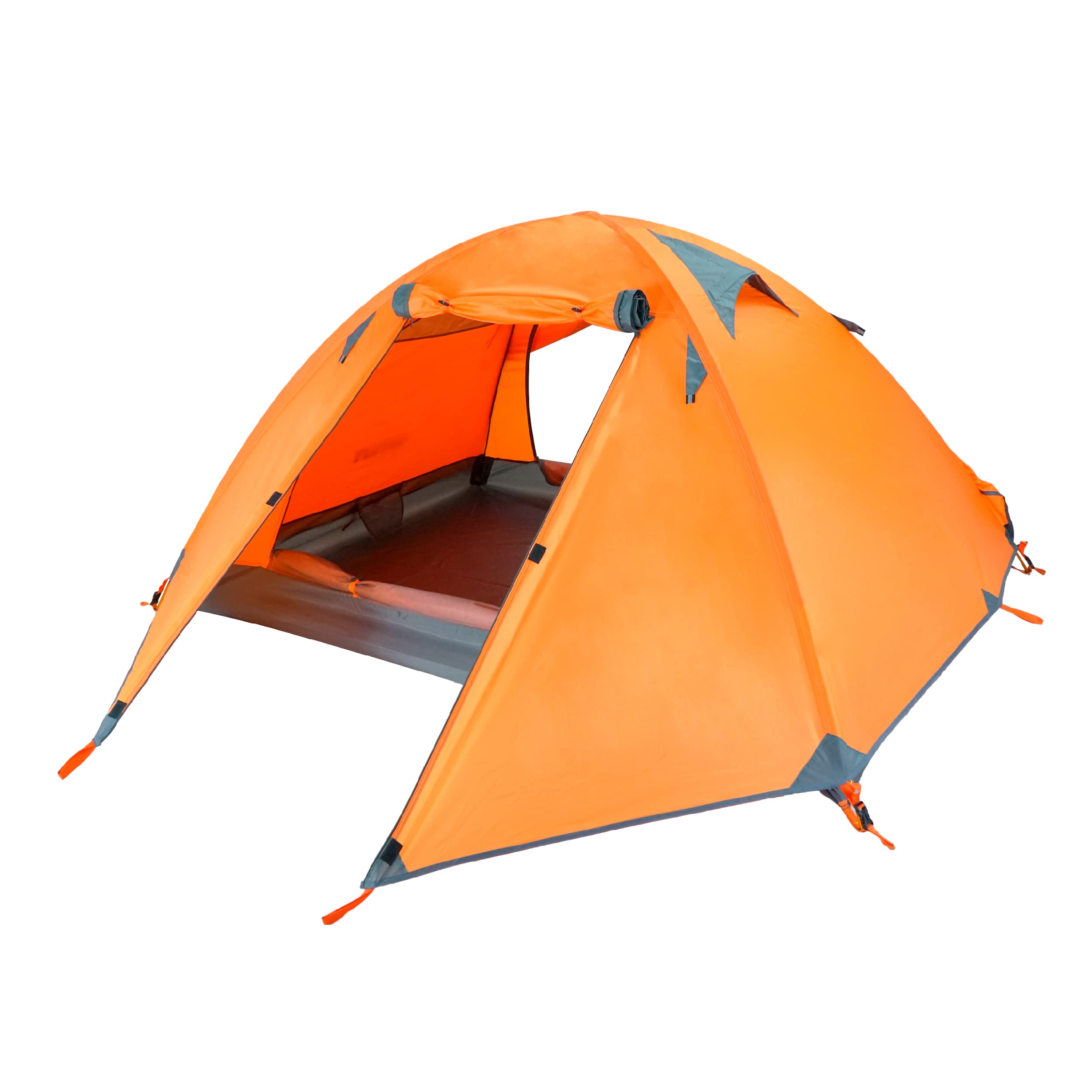 Azarxis Camping Tent 1 2 3 Man Person 4 Season Easy Set Up Waterproof Double Layer Lightweight Aluminum Pole for Backpacking Hiking Trekking Travel Climbing Outdoor (Orange - 3 Person - 4 Season)