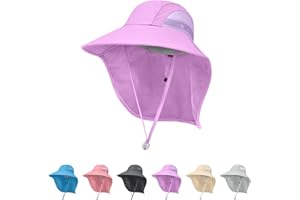 KIRAAT Kids Sun Hat UPF50+ Summer Beach Play Sun Protection Hats with Neck Flap for Ages 4~13 Girls Boys