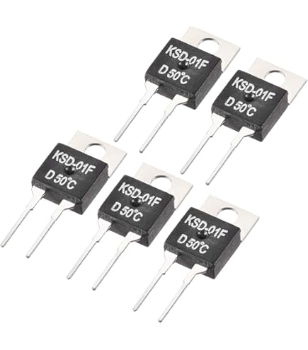 Uxcell KSD-01F Normally Closed Thermal Switch - 50°C Temperature Controller, 5-Pack (220VAC 1A / 24VDC 3A)