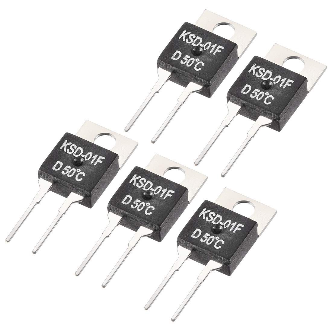 sourcing map Normally Close Temperature Switch, KSD-01F Thermal Switch Thermostat Temperature Controller 50℃ N.C 5pcs