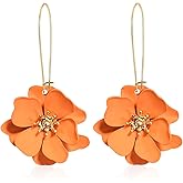 QzxEqz Bohemian Daisy Flower Matte Floral Long Petal Drop Dangle Earrings Layered Tiered for Women