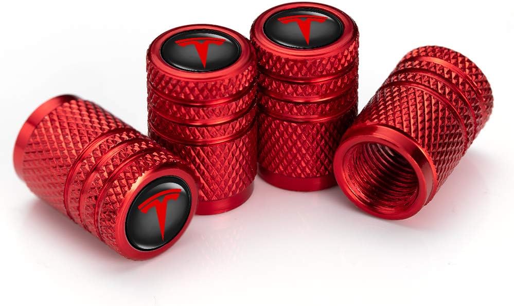 PATWAY 4 Pcs Metal Car Wheel Tire Valve Stem Caps for Tesla Roadster Model S Model X Model 3 TESLASUV Decorative Accessory Logo Styling Decoration Accessories.