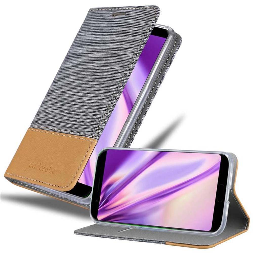 cadorabo Book Case works with Xiaomi BLACK SHARK in LIGHT GREY BROWN - with Magnetic Closure, Stand Function and Card Slot - Wallet Etui Cover Pouch PU Leather Flip