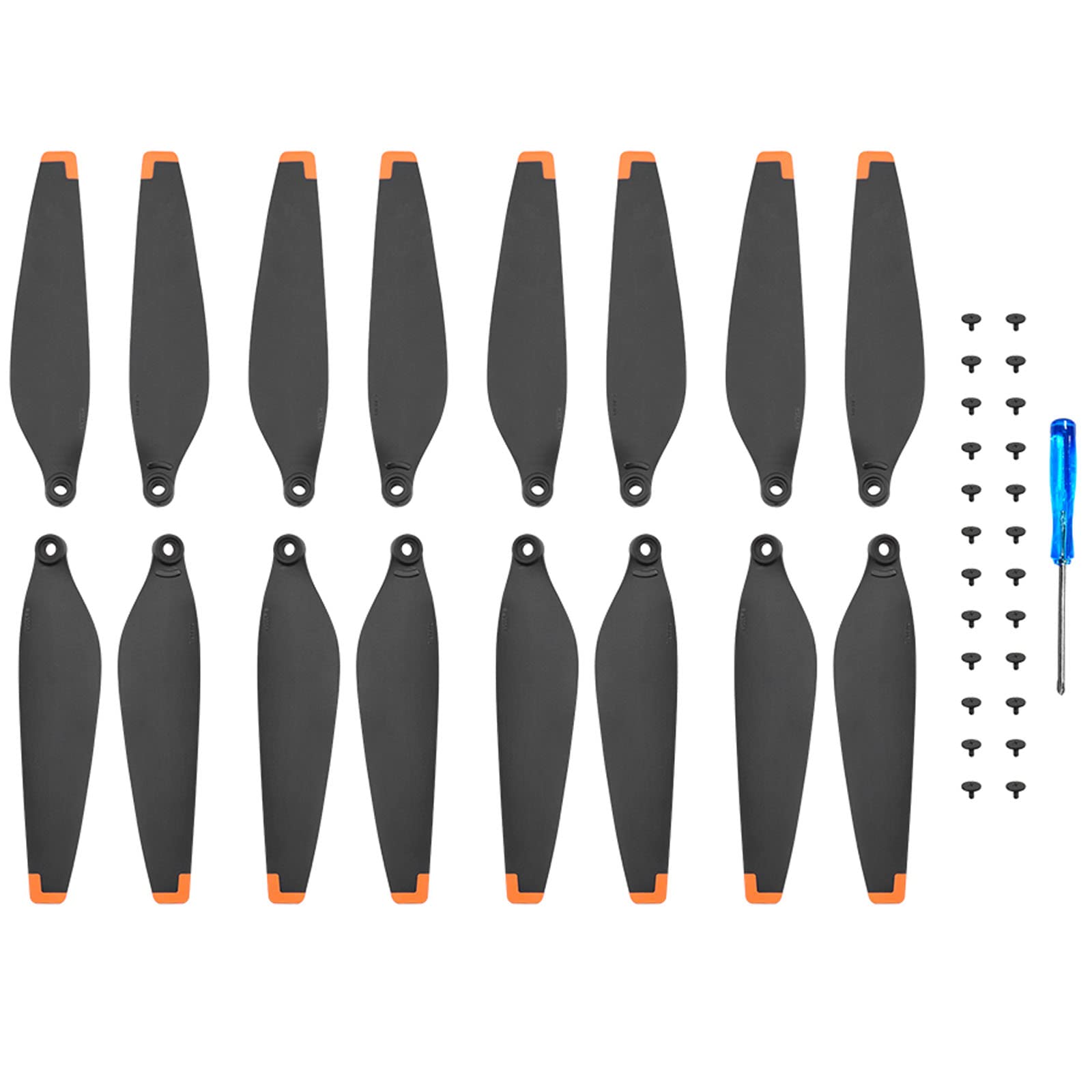 Ainiv 16pcs Propellers for DJI Mini 3 Pro, Replaceable Propellers for Drones, Low Noise Wing Blade Propeller Blade with Screwdriver and 24 Screws, Drone Accessories for DJI Mini 3 Pro (Black Orange)