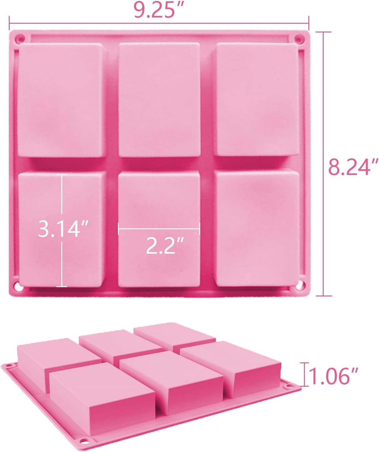OBSGUMU 3 Pack Silicone Soap Molds, 6 Cavities Flower Making Mold, Included Rectangle Shape Supplies, Perfect for Handmade Soaps, Homemade Chocolate