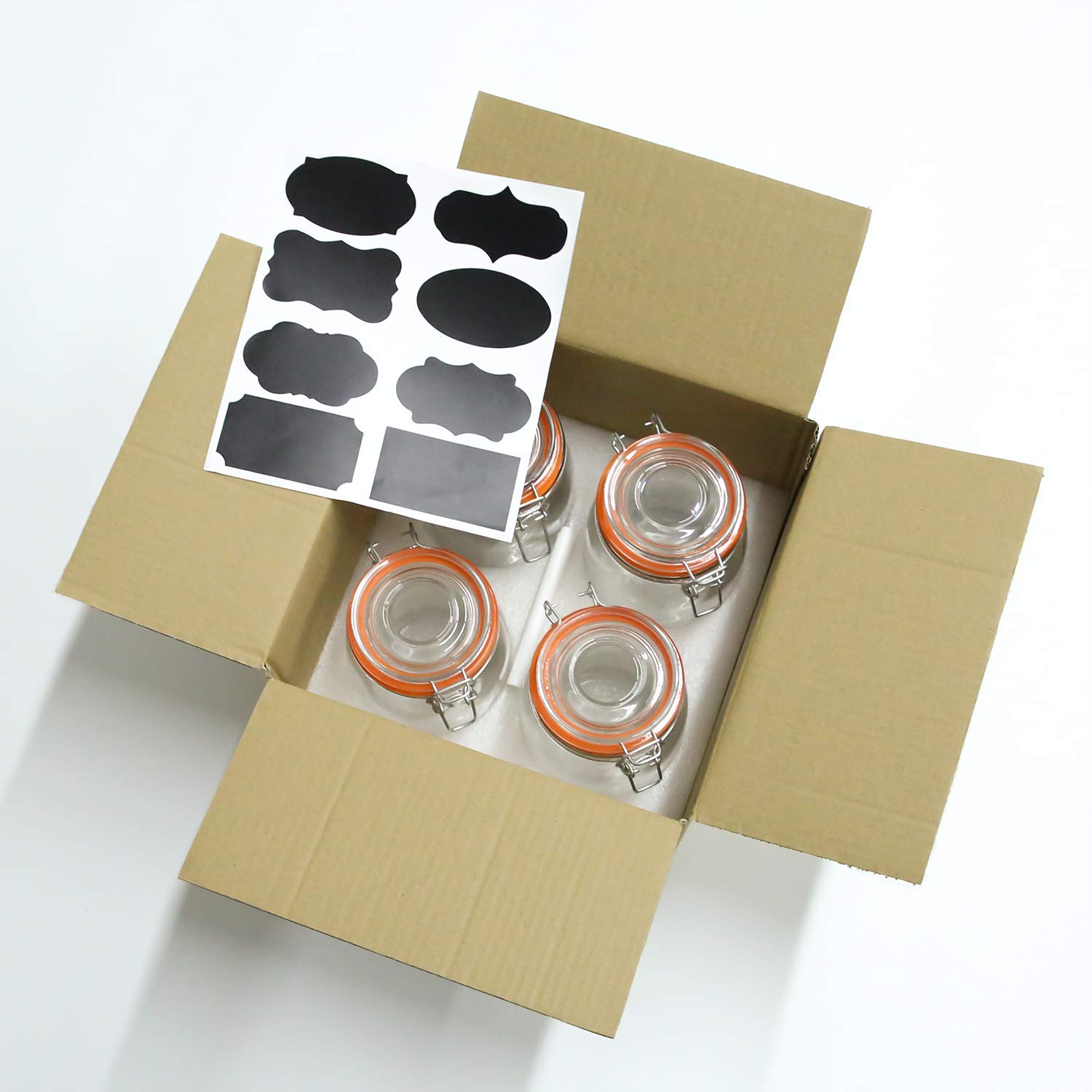 Encheng 32 oz Glass Jars With Airtight Lids And Leak Proof Rubber Gasket,Wide Mouth Mason Jars With Hinged Lids For Kitchen Canisters 1000ml, Glass Storage Containers 4 Pack …