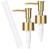 Plastic Soap Dispenser Pump Replacement for Standard 28/400 Thread Size for Your Lotion or Dish Soap Refill Dispenser Kitchen Bathroom 2 Pack(Gold)