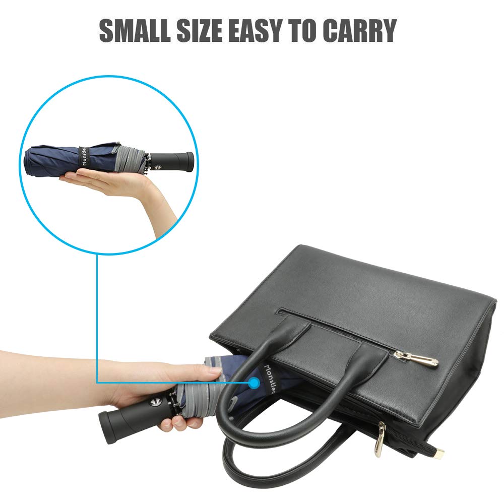 LED Flashlight Umbrella,Monstleo Compact Travel Umbrella,Fully-Automatic Folding Umbrella with Rotating Led Lighting Handle