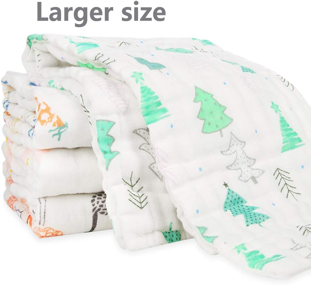 Hmlike Muslin Cloths 4 Pack 25X50cm, Larger 6 Layer High Density Face Towel for Both Adults and Baby, Extra Soft Organic Cotton Muslin Washcloth