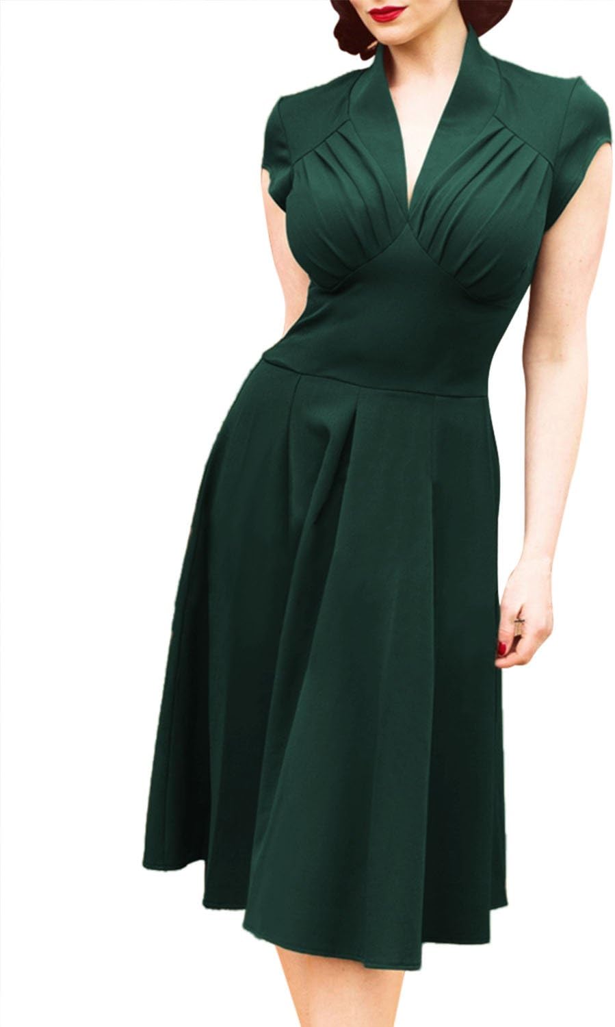 Sweetmeet Women's 1940s Vintage Rockabilly Ball Gown Flared Dress Swing Skaters