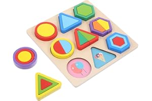 Totority Montessori Shape Puzzle Educational for Early Learning Building Blocks Color Recognition Cognitive