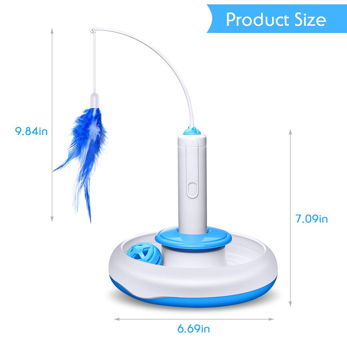 isYoung Cat Teasing Toy, Electric Mute Training Cat Toy Kitten Rotating Teaser Feather, Fun Playing Interactive Smart Game Pet Toy
