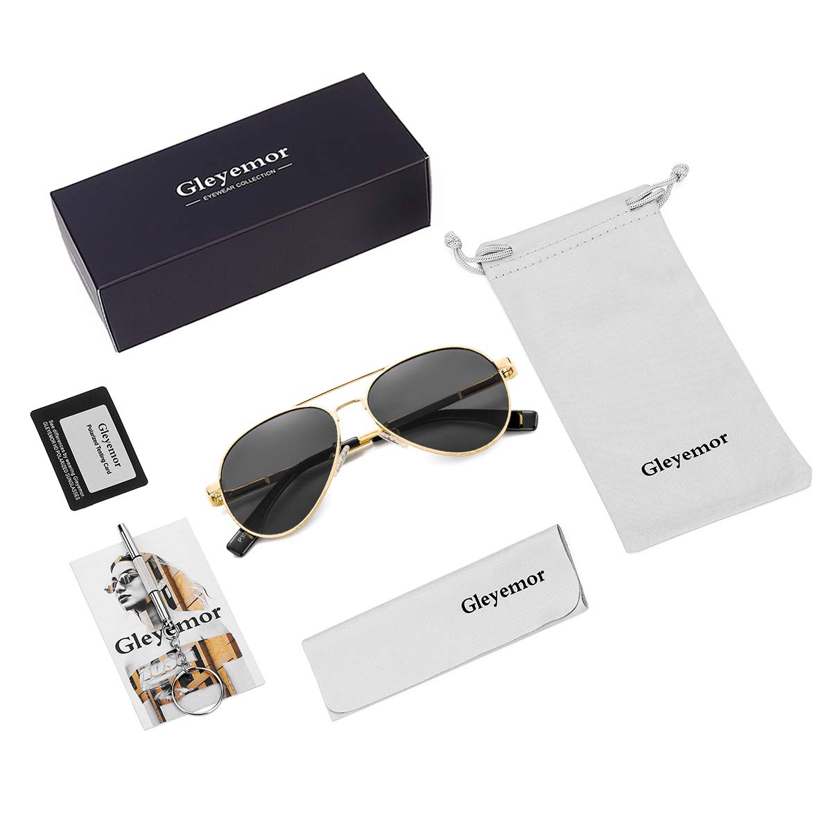 Gleyemor Polarized Aviator Sunglasses for Small Face Women and Men, 52MM Small Aviators 100% UV Protection