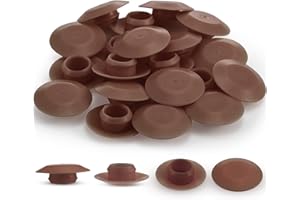 Pelopy 32 Pcs Door Threshold Screw Covers Adjustable Door Sill Cap Plugs to Conceal Screw Holes Heads for Most Standard Thresholds, for 3/8 inches Hole (Brown)