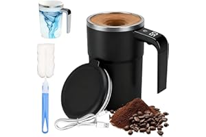 Self Stirring Coffee Mug, Automatic Magnetic Stirring Coffee Mug with Temperature Display, Rechargeable Mixer Cup with Temper