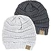 Winter White Ivory Thick Slouchy Knit Oversized Beanie Cap Hat,One Size,2 Pack: Dark Grey/Silver