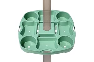 Myard PayandPack Umbrella Table Tray 15 Inches for Beach, Patio, Garden, Swimming Pool with 4 Drink Holder, 4 Snack Compartments, 4 Sunglasses Holes, 4 Phone Slots (Green)