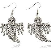 Rhinestone Ghost Earrings for Women Halloween Ghost Earrings Cute Ghosts Tassel Earring Dangle Halloween Costumes Woman 2025