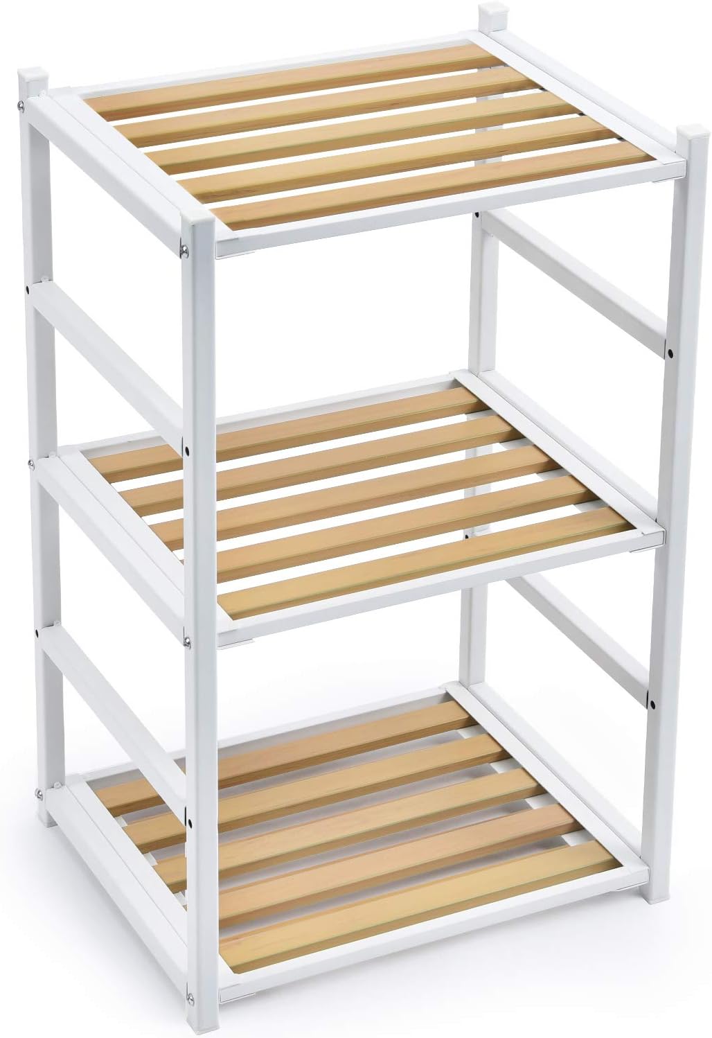 kingrack Stand Shelf, 3 tier Bathroom Shelves, Standing Rack for Storage, Kitchen Storage Unit Rack, Lattice Shelves, Book shelf, Storage Shelves Rack for Bedroom, Balcony, Living Room, Veranda White