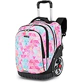 WMKJDS Rolling Backpack, 55L (14.5gal) Backpack with Wheels for Business, Waterproof Backpack with Dual Handles and Silent Large Wheels, Carry on Backpack with Laptop Compartment (Red,22 inch)