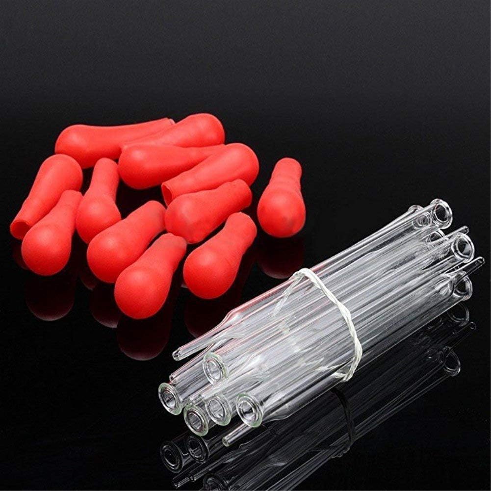 Sunbem 10ML Rubber Head Glass Pipette Dropper Pipet for Medicine Laboratory Lab - Red